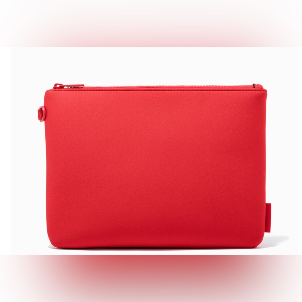 Beautiful Large Dagne Dover Neoprene Case in vibrant Poppy red.
